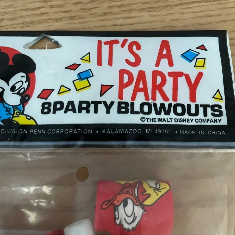 Vtg Beach Disney Mickey and Friends Birthday Party Blowouts Set of 8 New 1980s